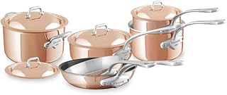 Mauviel M'6 S 10-Piece Induction Copper Cookware Set With Cast Stainless Steel Handles