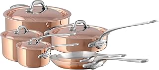 Mauviel M'Heritage 150 S 1.5mm Polished Copper & Stainless Steel 10-Piece Cookware Set With Cast Stainless Steel Handles, Made In France