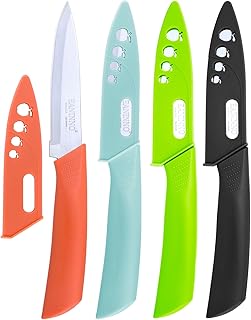 Paring Knife, 4 inch Kitchen Knives Set with Cover Small Knife for Fruit Peeling Vegetable Stainless Steel with Sheath Ergonomic Handle