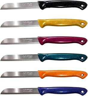 Quantity 6 Pcs Paring Knife Set – Sharp Serrated German Stainless Steel Solingen Kitchen Knives – Best Utility Chef Knives for Fruit & Vegetable Cutting, Multi Color