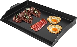 Universal Cast Iron Griddle for Charcoal & Gas Grills and Stove Top, 23" x 16" Stove Top Griddle with Pre-Seasoned Nonstick Coating, Thickened Extra High Sidewalls Grill Plate for Camping and Parties