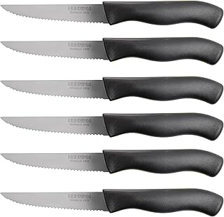 Paring Knife, 6-Piece Set, Knives with Straight Edge 4 Inch Blade, Stainless Steel, Spear Point, Fruit and Vegetable Cutting and Peeling, Black (Black, Serrated)
