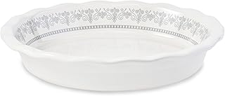 Ceramic Pie Pans for Baking, 9 Inch Porcelain Pie Pan Pie Dish, Round Pie Plate for Apple Pie, Quiche, Pot Pies, Tart（White）