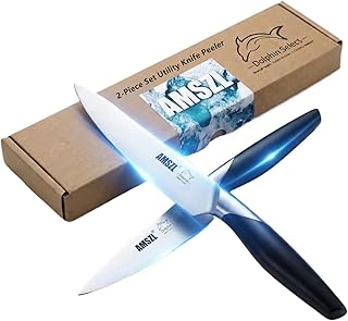 Paring Knife Set of 2, German 1.4116 Steel Ultra Sharp 3.5” Fruit & Vegetable Knives - 15° Hand-Honed Edge, Full Tang ABS Handle - Dishwasher Safe Kitchen Knives for Precise Peeling, Slicing & Garnish