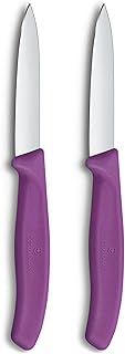 Victorinox Swiss Classic, 3.25 Inch Paring Knife Set, 2-Pieces, Spear Point, Straight Blade, Purple