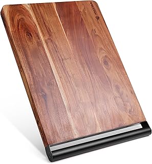 Extra Large Acacia End Grain Wooden Cutting Board with Metal Handle - Durable Non-Slip Premium Butcher Block for Kitchen, Charcuterie, and Serving - Ideal for Home Chef Professionals