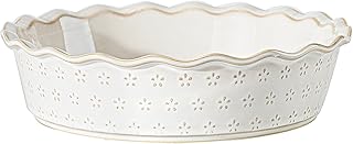 Deep Pie Dish for Baking, Ceramic Pie Pan for Apple Pie, Tart, Quiche Baking Dish, Farmhouse Decor Pie Plate, Deep Dish Pie Pan, Oven Safe, Off-White