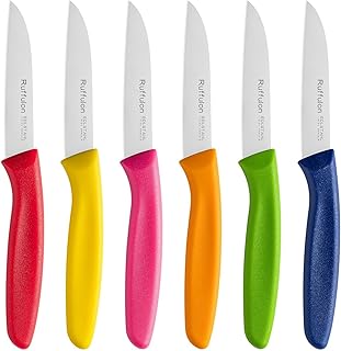 Stainless Steel Paring Knife Set (6 Pieces),Ultra Sharp Vegetable and Fruit Knife, Colorful Paring Knife with Straight Edge,Small Kitchen Knife with PP Plastic Ergonomic Handle