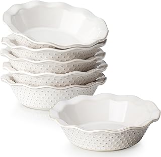 getstar Ceramic Mini Pie Pan Set of 6, Small Pie Dish for Baking, Non-Stick, Oven & Dishwasher Safe, Quiche Baking Dish, Pie Plate, Deep Dish Pie Pan (Dots)