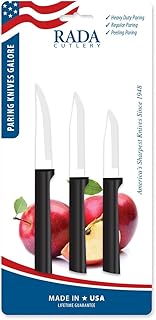Rada Cutlery Paring Knives Galore ProPack (DG201), 3-Piece Knife Set, Stainless Steel Blades, Black Handle