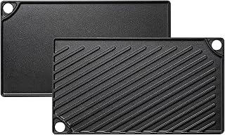 EWFEN Reversible Grill/Griddle, 16.7x9.5'' Pre-Seasoned Cast Iron Griddle Pan, Double Burner Cookware, Rectangular Non-Stick Stovetop Griddle with Handles, Flat Top Plate for Oven, Grill & Campfire