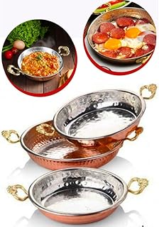 Pure Copper Egg Pan Set – 3 Pcs Hand-Hammered Traditional Turkish Pans (5.5”, 6.3”, 7.1”) | Authentic Copper Cookware for Frying, Paella, Eggs & Serving | Safe for Gas, Electric & Ceramic Stovetops