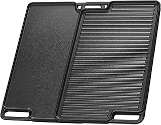 Reversible Cast Iron Grill Pan Griddle with Handles, Non-stick 18"x10" Pre-Seasoned Flat & Ribbed Grill Griddle for Indoor Electric Induction Gas Stovetop Oven Camping BBQ Open Fire