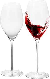 KAMMAK Wine Glasses Crystal Red and White Wine Glasses Set of 2, 14.8oz Hand Blown Large Glassware with Long Stem, Premium Glassware for Wine tasting, Birthday Gift, Party, Anniversary