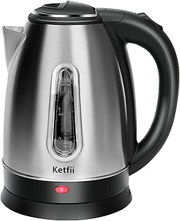 Stainless Steel Electric Kettle, 1.8 Liters Tea, Coffee Kettle & Hot Water Boiler, 360° Swivel Base, BPA Free, Auto Shut-Off, Boil-Dry Proof, 1100W