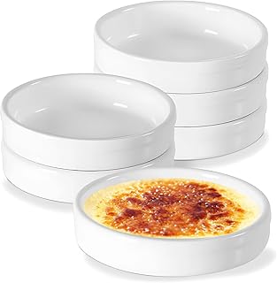 2. Individual Pie Dish, 6 Pieces Ceramic Ramekin Baking Pans, 1.4 in X 4.5 Round Shallow Ramekin Dish, Mini Pie Plate for Kitchen Restaurant