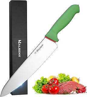 Chef Knife 10 Inch, 1.4116 German Steel Sharp Blade with Non-Slip Softgrip, Multi-Purpose Kitchen Knife for Meat, Fruit & Vegetables Cutting (Green)