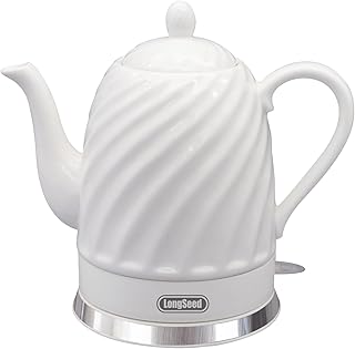 Ceramic Electric Kettle - 50oz electric tea kettle, 1500W Fast rapid boil, Cordless LED Indicator, Auto Shut-Off & Boil Dry Protection,Hot Water Boiler For Coffee & Tea,White