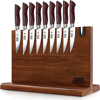 HOSHANHO Professional High Carbon Stainless Steel Paring Knife & 8 Pieces Steak Knife Set & Magnetic Knife Block 14 x 10 Inches