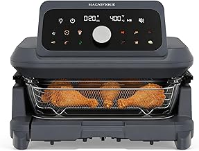 MAGNIFIQUE Glass Air Fryer 6 Quart Large Capacity, 12 Presets Digital Air Fryer Oven with Smart Touchscreen, Full Glass Viewing Window, Circulating Hot Air, Includes Basket & Storage Lid