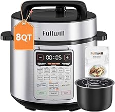 Fullwill 8QT Electric Pressure Cooker Max, 1200W Fast Cooking, 12-in-1 Multi-Use Programmable with Ceramic Non Stick Pot for Sauté, Slow Cook, Steam, Yogurt, Ideal for Family Meals & Gatherings