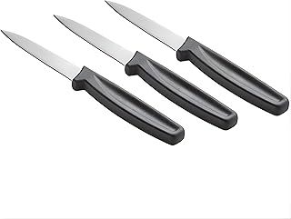 Professional Paring Knife Set, 3.25 Inch High Carbon Stainless Steel Blade, Black Polypropylene Handle, 3 Pack