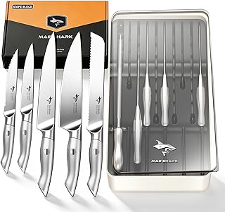 MAD SHARK 11-Piece German Steel Kitchen Knife Set with Block, Chef-Grade Ultra-Sharp Blades, Lightweight Ergonomic Handle, High-Carbon Forged Full Tang, Included Sharpener Rod, Gift Box