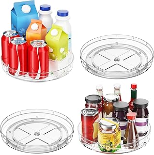 4 Pack 9.5" Lazy Susan Organizer, Pantry Organizers and Storage, Lazy Susan Turntable for Cabinet, Refrigerator, Closet, Countertop, Non-Skid Fridge Organizer