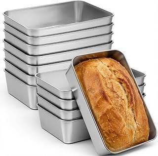 12 Pack Stainless Steel Loaf Pan 8.5 x 5.5 Inch for Baking Bread Sourdough Meatloaf Cake Sandwich Oven & Dishwasher Safe