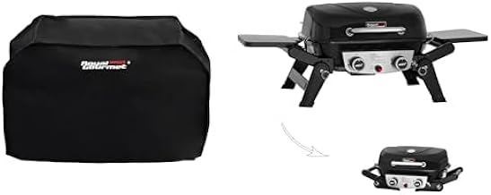 Royal Gourmet GT2005 2 Burner Portable Propane Gas Grill with 24 Inch Tabletop Cover Bundle - Foldable Tables & Legs, 270 sq. in. Cooking Area, Black