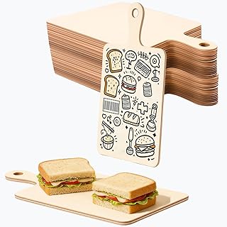 Mini Charcuterie Boards 48 Pack – Small Wooden Cutting Board with Handle, Wood Paddle Cutting Board for Kitchen Prep, DIY Crafts, Decor, Events and Bulk Use(9.45x3.54 Inche）