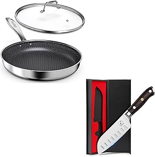 imarku 12 Inch Non Stick Frying Pans 5 Inch Santoku Knife, Stainless Steel