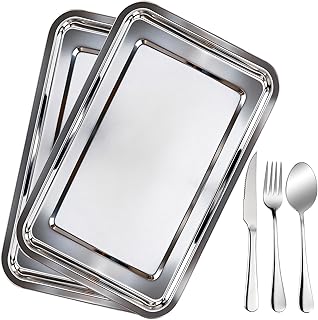 Stainless Steel Baking Sheet Pan Set of 2,11.6 x 15.6 inch Nonstick Bakeware Baking Sheet Toaster Oven Tray Pans Heavy Duty Cookie Sheets for Baking,Roasting,Kitchen