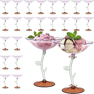 24Pcs Plastic Martini Glasses with Detachable Stem, 7oz Plasitc Coupe Glasses for Dessert Vintage Cocktail Glassware Set Toasting Cups for Party Wedding (Purple)