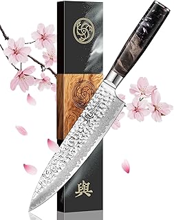 Japanese Chef Knife, 67-Layer Damascus Steel 8 Inch Kitchen Knife with AUS-10 Core, Professional Hand Forged Gyuto Knife with Gift Box, Ergonomic Handle, Ideal Valentine's Day Gifts for Men Women