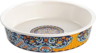 HENXFEN LEAD Ceramic Pie Dish, 10 Inch Round Pie Pan, Oven Safe Pie Plate for Apple Pie, Quiche & Tart, Boho Style Baking Dish