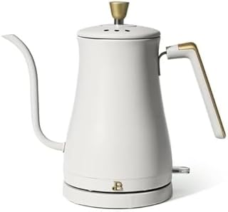 Beautiful 1-Liter Electric Gooseneck Kettle 1200 W, by D'rew Barry'more, (White Icing)