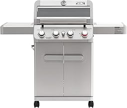 Monument Grills 4 Burner Propane Gas Grill, Stainless Steel Outdoor Patio Barbecue Grill, with Broil Zone Fast Heating, Knob Control, and Easy Cleanup, M410MBZ