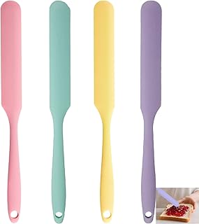 Silicone Spatulas Handled Heat Resistant Spatula Set Ideal for Kitchen Manual Bulk Baking Cake and Canning Use Durable Nonstick Silicone Cooking Mixing Scraping and Spreading 4 Pcs