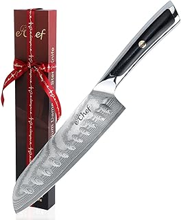 7-inch Santoku Knife, Professional Damascus VG10 Steel Kitchen Chef Knife, G10 Handle, Comes with Gift Box (7-inch Santoku Knife)