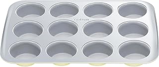 Nonstick Ceramic 12 Cup Muffin Pan, Cupcake Pan for Baking, Non-Toxic Muffin tin, Ceramic Coating, PTFE & PFOA Free, Oven Safe 550°F, Aluminized Steel (Yellow)