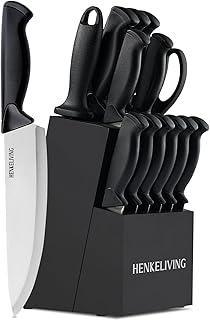 Knife Set, 14-Piece Kitchen Knives Set with Block, German High Carbon Stainless Steel, Ergonomic Non-Slip Handles, BlackSilver