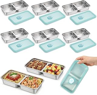 6 Pack Stainless Steel Snack Containers with Lids, Reusable Grab and Go Containers Leakproof Food Storage Meal Prep Container Bento Box for Travel Outdoor Camping Lunch Prep