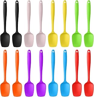 16 Pcs Silicone Spatulas Set, 8.3 in Small Rubber Spoonulas, Non-Stick Baking Tool, One Piece Design, 8 Colors for Cooking, Baking