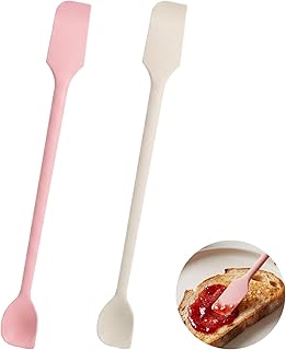 2PCS Mini Silicone Spatulas, Silicone Jar Scraper Set Double-Headed Mini Scrapers Reusable Stirrer for Food Bottles, Jam, Lotion, Narrow Bottles