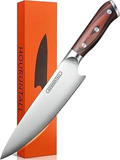 Chef's Knife 8 Inch Safety Notch Prevents Blade Injuries Forged from 5CR15MOV Stainless Steel 2.5mm Thickness well-balance Ergonomic Handle for Enhanced Ideal for Pro Chefs and Cooking Enthusiasts
