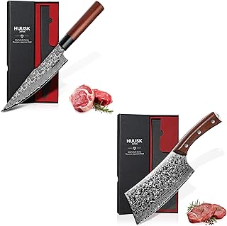 Huusk Meat Cleaver Knife Japanese Kitchen Knife 6.4 Inch Japanese Chef Knife 7-Inch