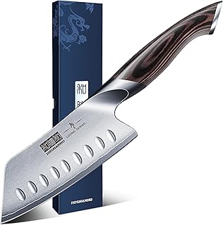 HOSHANHO 5 Inch Japanese Chef Knife, Ultra Sharp High Carbon Stainless Steel Kitchen Knife, Professional Santoku Knives with Ergonomic Pakkawood Handle