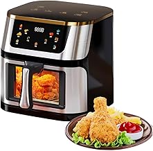 GLass Fryer 10L Capacity, Transparent Design, 8-in-1 DigitaL Fryer Oven, Bake & Roast, Smart Countertop, for Steak & Fries