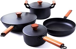 Cookware Set 7 Piece Cast Iron Pot Household Uncoated Pan Non-Stick Induction Set Suitable for Kitchenware Feature: